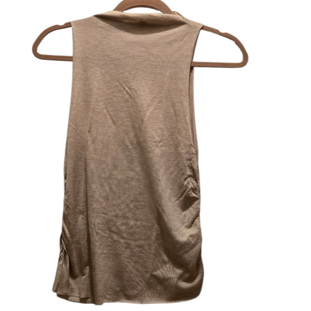 NWOT Project Social T Top S Sleeveless Ruched 100% Modal Neutral High Mock Neck